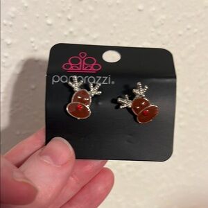 Paparazzi Kids Reindeer Earrings - Brown and Silver